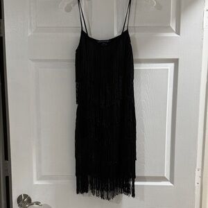 French Connection Black Fringe Mini Dress